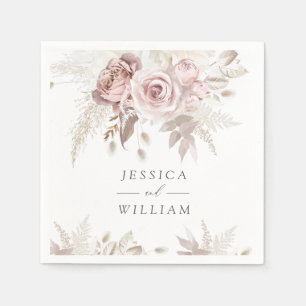 Servilleta De Papel Acogida de bodas con flores de marfil de Rosa Rubo
