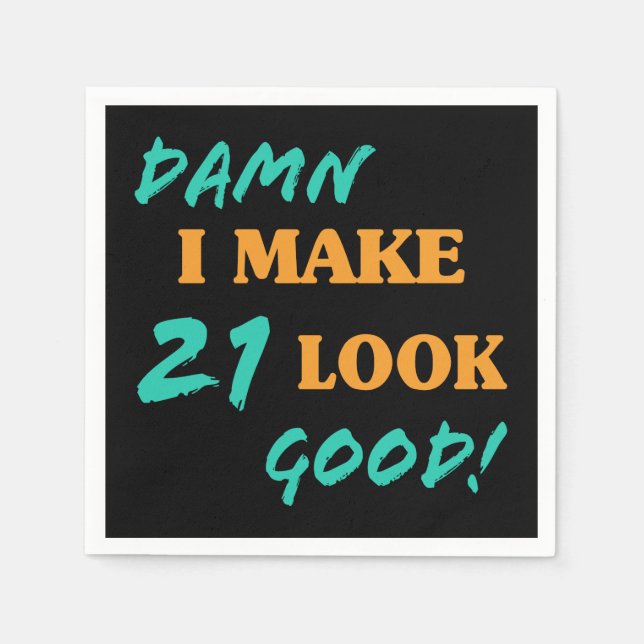 Servilleta De Papel Actitud de cumpleaños 21 sarcástica (Anverso)