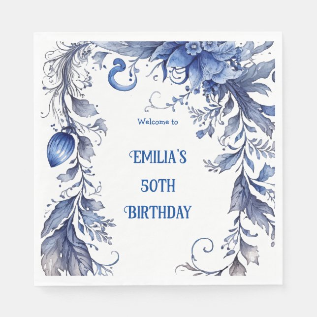 Servilleta De Papel Acuarela 50 cumpleaños | Verano (Anverso)