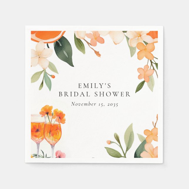 Servilleta De Papel Acuarela Aperol Spritz Bridal Shower (Anverso)