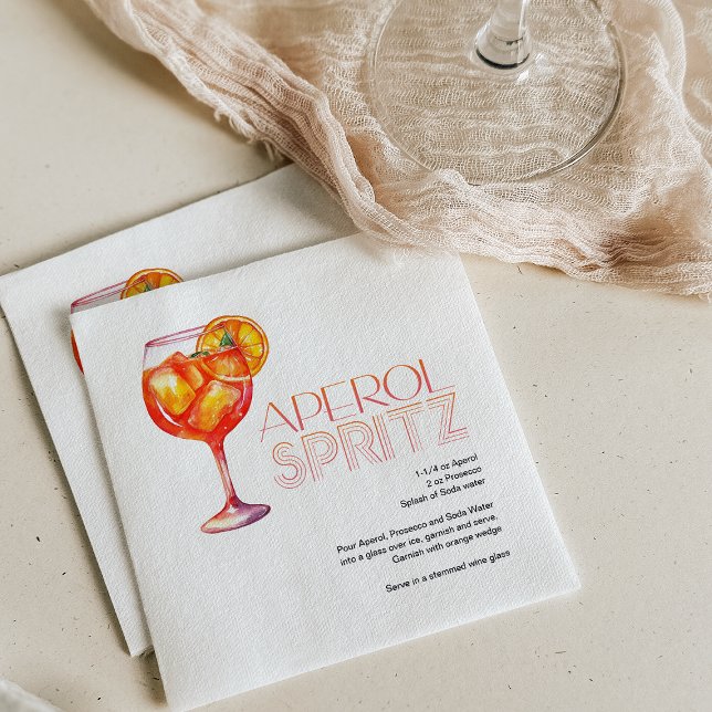 Servilleta De Papel Acuarela Aperol Spritz Personalizado Bebe Receta (Subido por el creador)