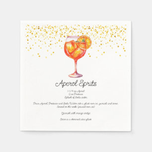 Servilleta De Papel Acuarela Aperol Spritz Personalizado Cocktail Rece