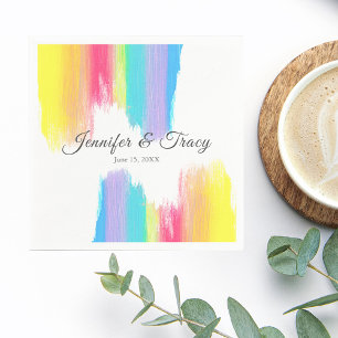 Servilleta De Papel Acuarela arcoiris Elegantes toallas Bodas LGBTQ