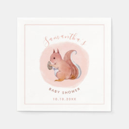Servilleta De Papel Acuarela Ardilla rosa Baby Shower Cute Animal