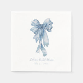 Servilleta De Papel Acuarela Azul Bow Bridal Shower Napkins