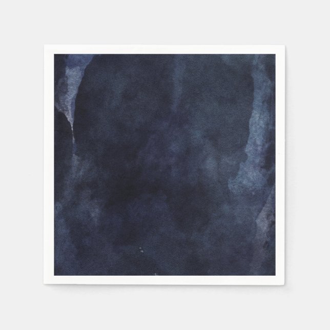 Servilleta De Papel Acuarela azul marina Boda elegante moderno (Anverso)