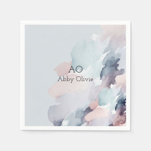 Servilleta De Papel acuarela azul pastel (Anverso)