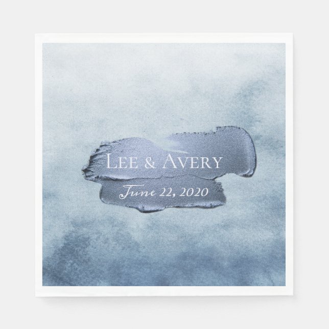 Servilleta De Papel Acuarela azul turbia y acrílico (Anverso)