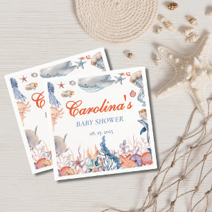 Servilleta De Papel Acuarela bajo la ducha de bebé