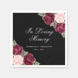 Servilleta De Papel Acuarela Black Red Pink Floral Funeral Memorial