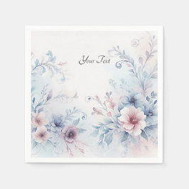 Servilleta De Papel Acuarela Blue Pink Floral Napkins