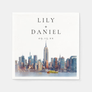 Servilleta De Papel Acuarela Boda de destino de Nueva York
