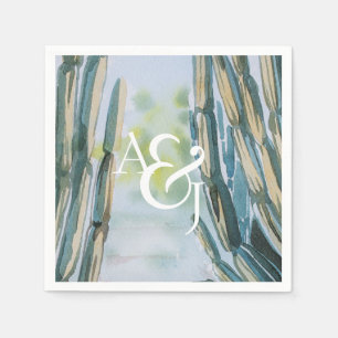 Servilleta De Papel Acuarela Bohemian Cactus Green Personalizada