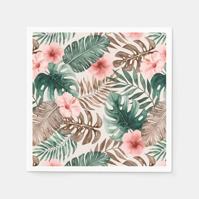 Servilleta De Papel Acuarela Boho moderna Floral tropical (Anverso)