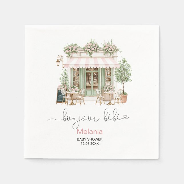 Servilleta De Papel    Acuarela bonjoor bebe  baby shower Plato de pap (Anverso)