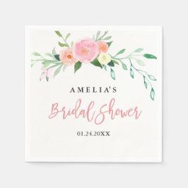 Servilleta De Papel Acuarela Botánica Floral Bridal Ducha Napkin