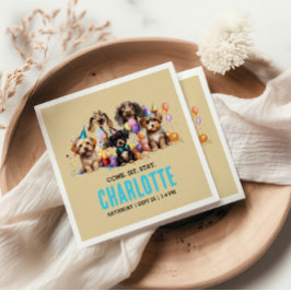 Servilleta De Papel Acuarela Cachorro de perro travieso cumpleaños