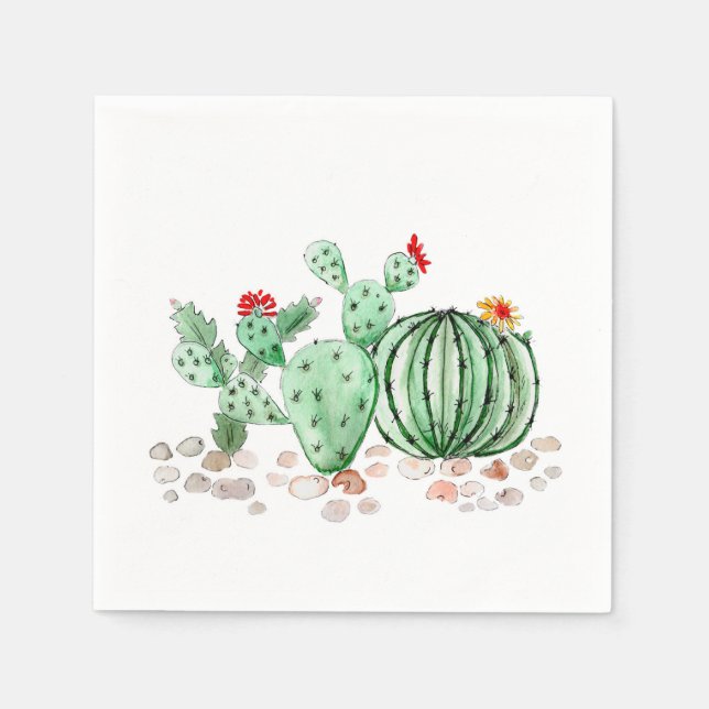 Servilleta De Papel acuarela, cactus (Anverso)