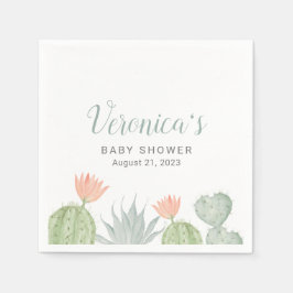 Servilleta De Papel Acuarela Cactus Napkin | Cactus Baby Shower