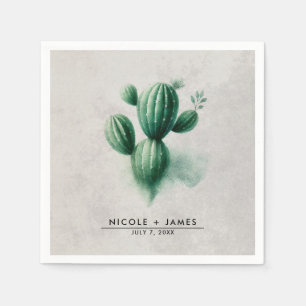 Servilleta De Papel Acuarela Cactus Verde Boda Suroeste