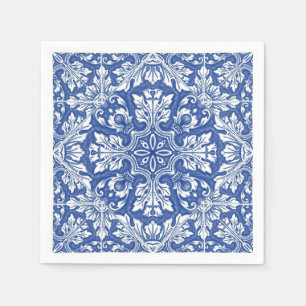 Servilleta De Papel Acuarela Capri Maiolica Azul Azulejos Portugueses