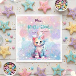 Servilleta De Papel Acuarela Caticorn Meow-Gical Cumpleaños
