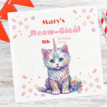 Acuarela Caticorn Meow-Gical Cumpleaños