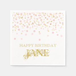 Servilleta De Papel Acuarela Confetti Happy Birthday Name Elegant