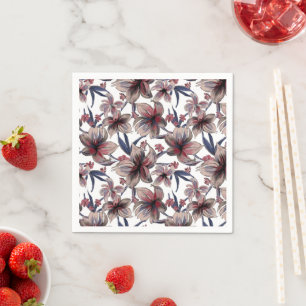 Servilleta De Papel Acuarela Crimson Floral sobre blanco