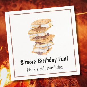 Servilleta De Papel Acuarela Cumpleaños 6 S'mores Realistas
