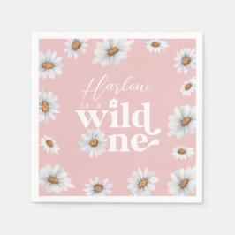 Servilleta De Papel Acuarela Daisy Wild One Chica primer cumpleaños