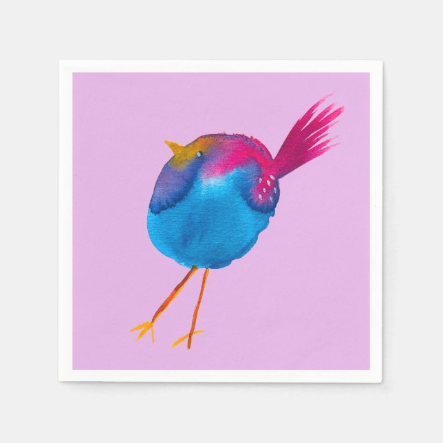 Servilleta De Papel acuarela de ave azul suave (Anverso)