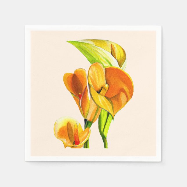 Servilleta De Papel acuarela de Calla lily naranja (Anverso)