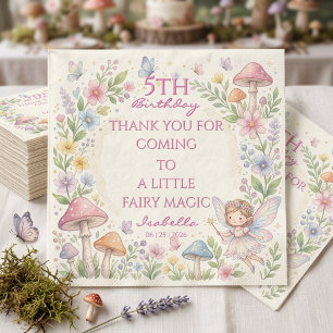 Servilleta De Papel Acuarela de Hada del Bosque Caprichoso Cumpleaños