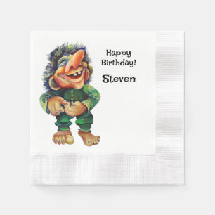 Servilleta De Papel Acuarela de Ilustracion de Troll divertida en Esca