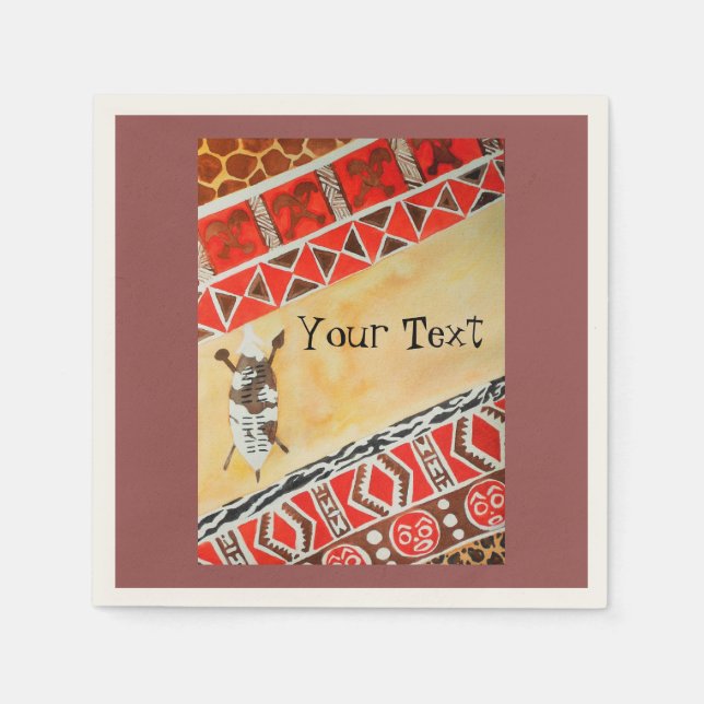 Servilleta De Papel acuarela de inspiración africana (Anverso)