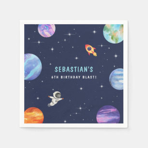 Servilleta De Papel Acuarela de la fiesta de cumpleaños del astronauta