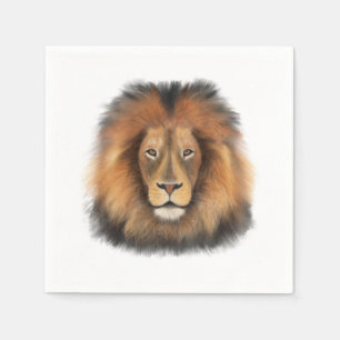 Servilleta De Papel acuarela de león León rey gato de la jungla animal
