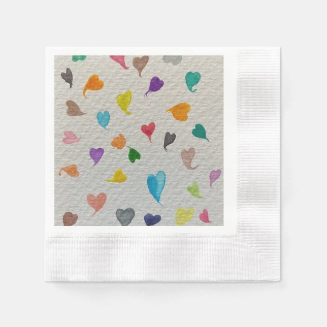Servilleta De Papel Acuarela de los corazones (Anverso)