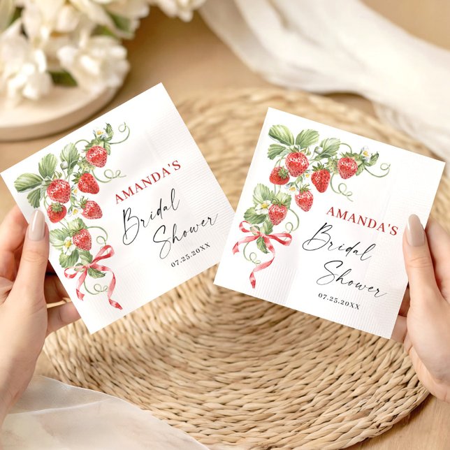 Servilleta De Papel Acuarela de moda Meadow Strawberry Brin Shower (Subido por el creador)