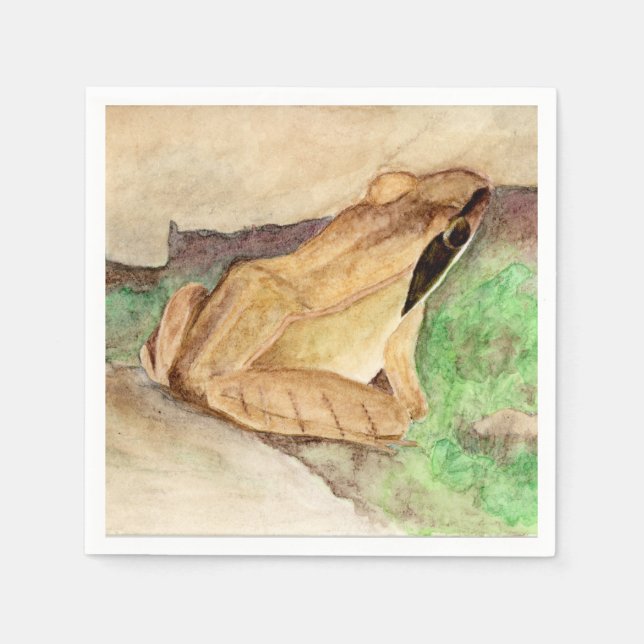 Servilleta De Papel Acuarela de rana de madera (Anverso)