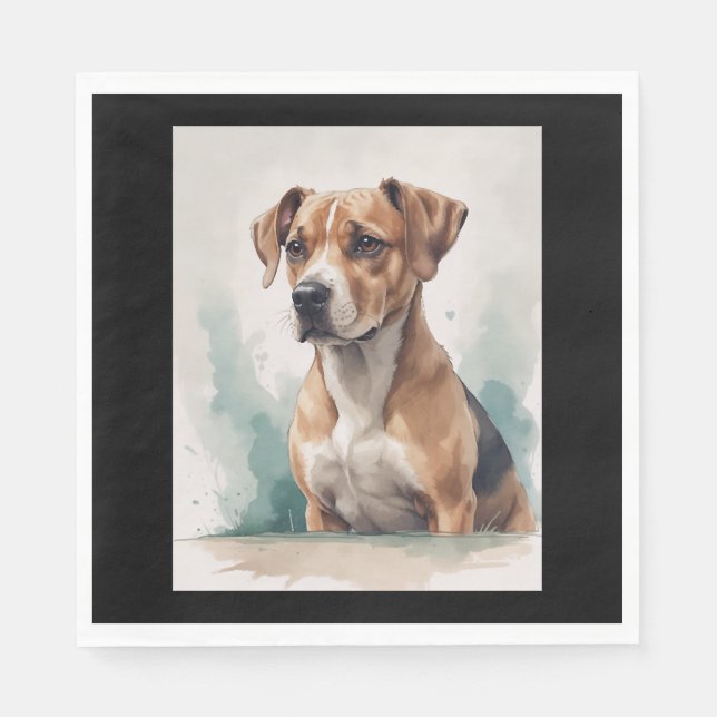 Servilleta De Papel Acuarela de retrato de perro (Anverso)