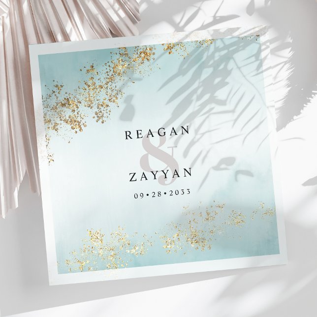 Servilleta De Papel Acuarela de Teal y Dorado (Subido por el creador)