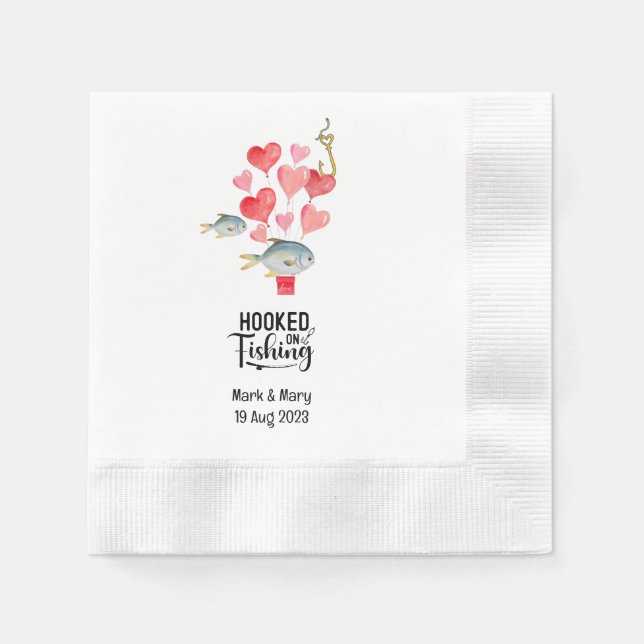 Servilleta De Papel Acuarela de tema de boda con pesca adictiva (Anverso)
