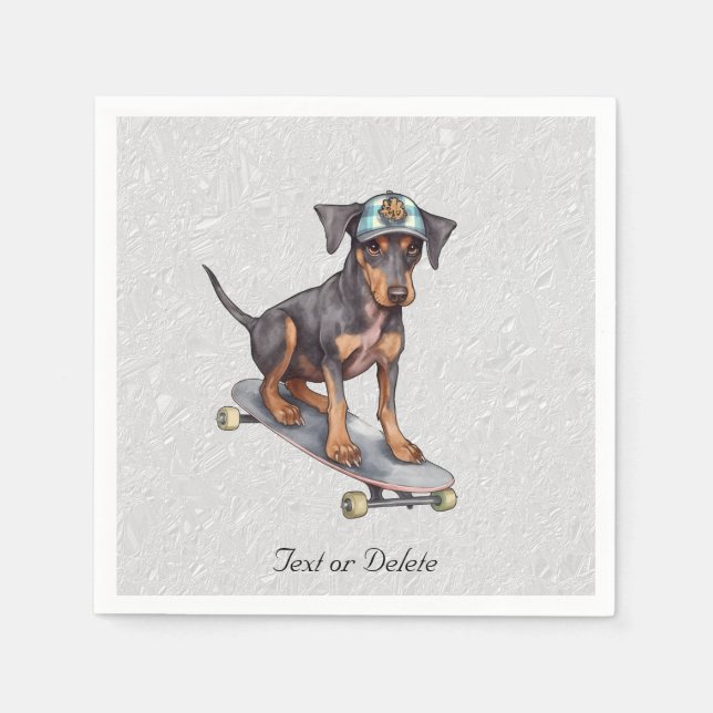 Servilleta De Papel Acuarela Doberman Napkins (Anverso)