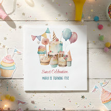 Acuarela Dulce celebración cumpleaños niños