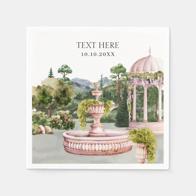 Servilleta De Papel Acuarela Elegante jardín verde (Anverso)