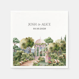 Servilleta De Papel Acuarela Elegante jardín verde