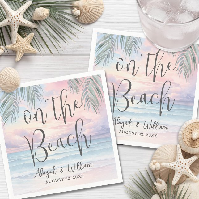 Servilleta De Papel Acuarela en la boda en la playa (Watercolor On The Beach Wedding Napkins)