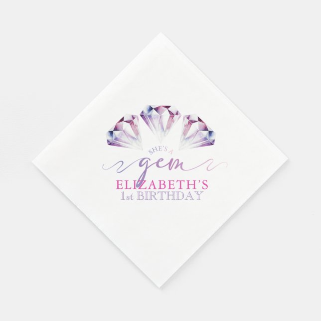 Servilleta De Papel Acuarela Es una Gema Papel de primer cumpleaños (Esquina)